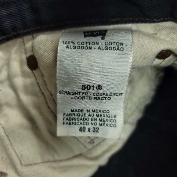 Levis Mens 40 x 31 Jeans 501 XX Button Fly Straight Leg Acid Wash Black - Picture 9 of 9